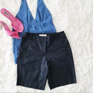 LOFT dark chambray tailored Bermuda shorts flat front 10” inseam Sz 2